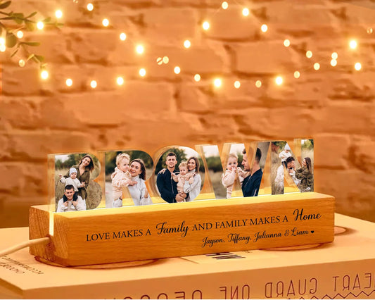 Personalized Family Name Photo Collage Night Light Mother's Day Gift