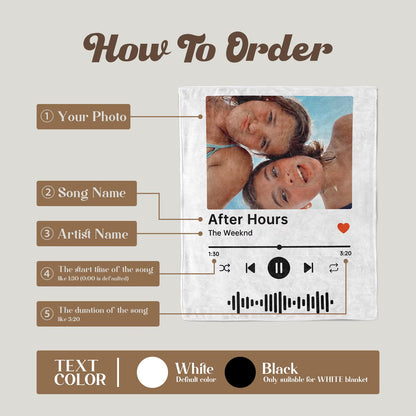 Personalized Music Blanket with Photo & Favorite Song – Great Gift for Couples Boyfriend Girlfriend Christmas