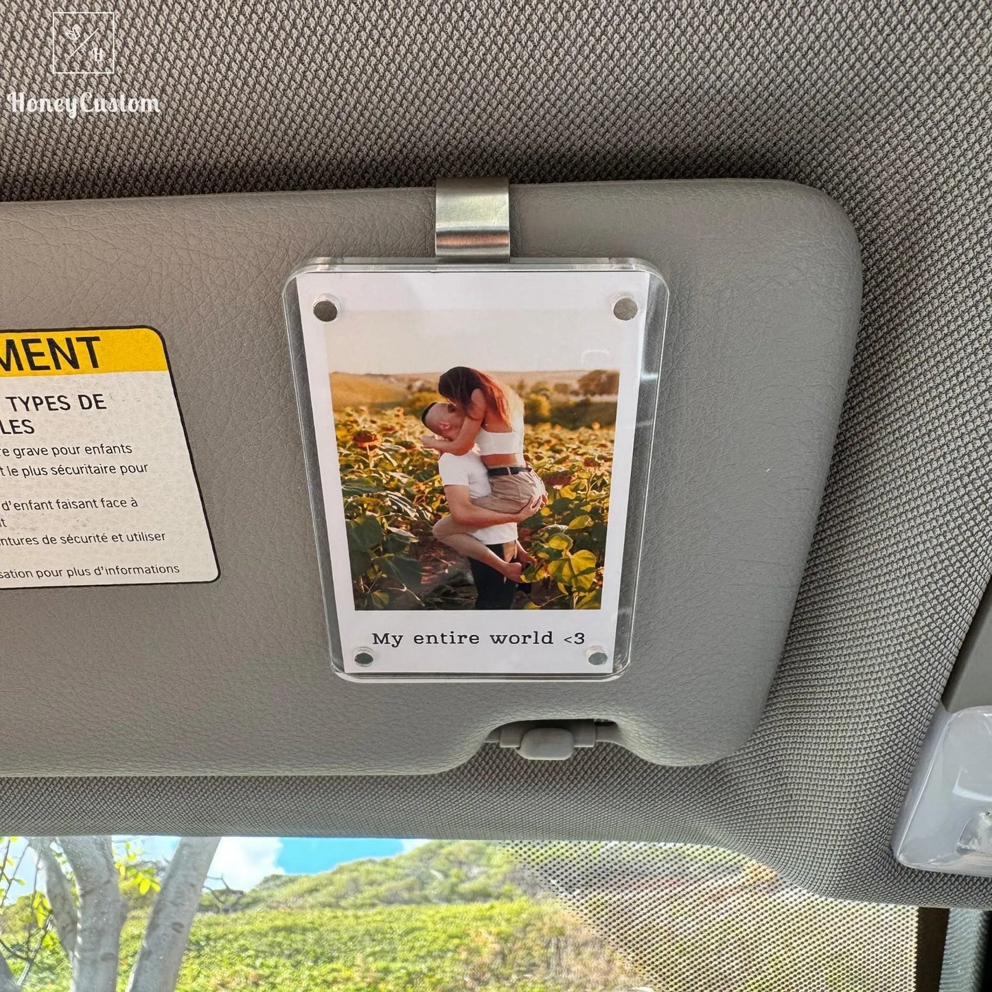 Custom Photo Car Visor Clip, Romantic Drive Safe Gift, Unique Couples Keepsake, Car Photo Frame