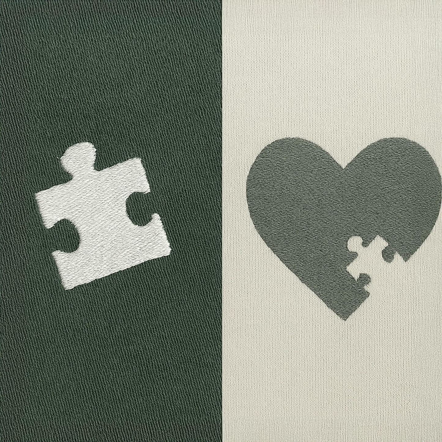 Matching Puzzle Piece Couple Sweatshirt, Custom Embroidered Heart Pullover with Initials, Long Distance Gift, His & Hers Anniversary Hoodie