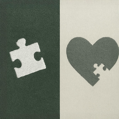 Matching Puzzle Piece Couple Sweatshirt, Custom Embroidered Heart Pullover with Initials, Long Distance Gift, His & Hers Anniversary Hoodie