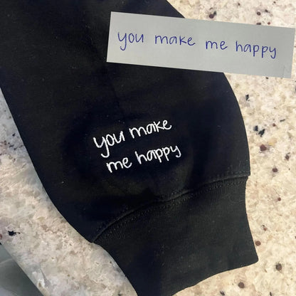 Custom Your Handwriting Embroidered Sweatshirt - Embroider Couple Message Sweater - Couple Matching Sweaters - Personalized Gift For Him Her