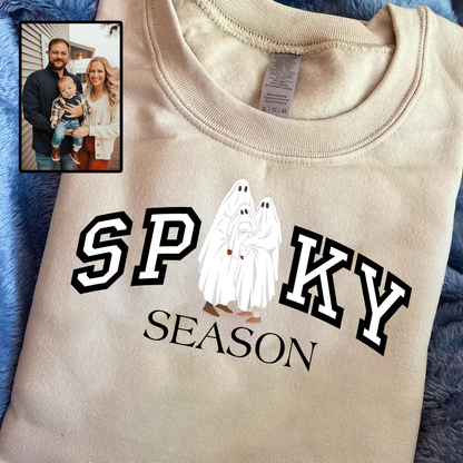 Halloween Spooky Season Personalized Printed Family Photo Hoodie Sweatshirt T-Shirt