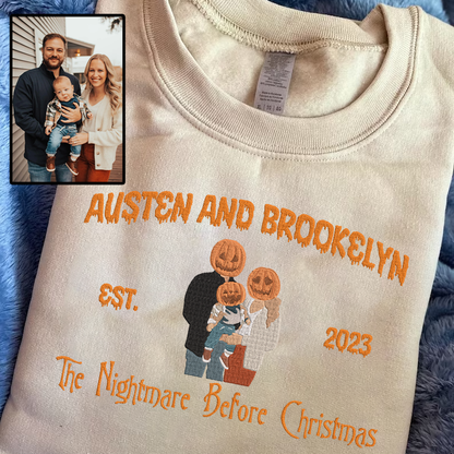 Halloween TNBC Personalized Embroidered Family Photo Hoodie Sweatshirt T-Shirt