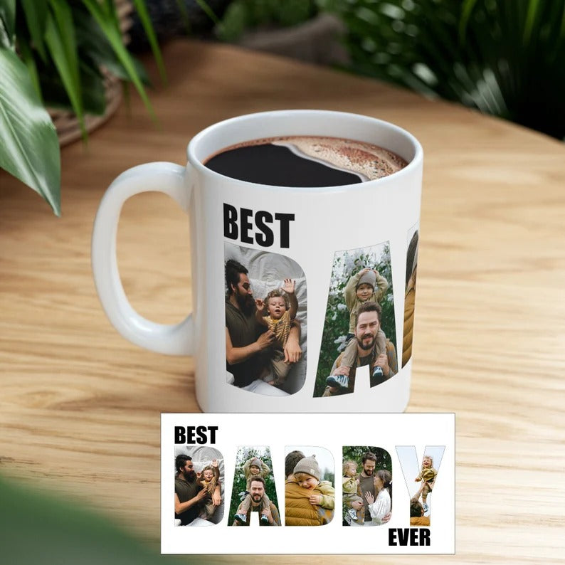 Father's Day Personalized Best Dad Ever Photo Collage Mug