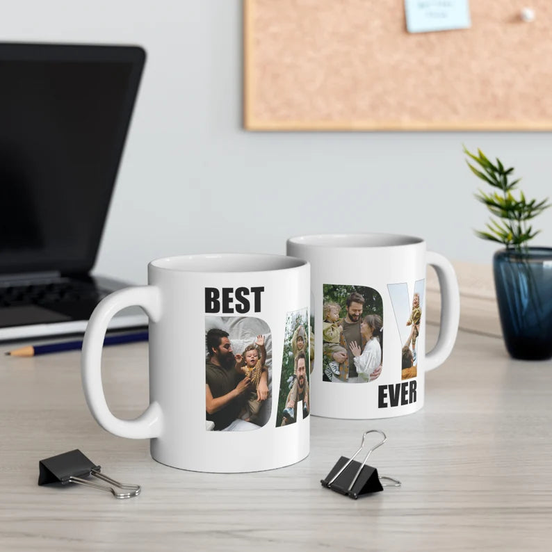 Father's Day Personalized Best Dad Ever Photo Collage Mug