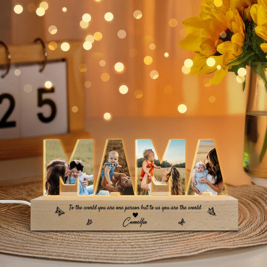 Personalized Mom MAMA Photo Collage Night Light Mother's Day Gift
