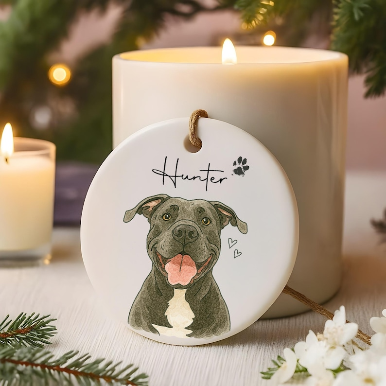 Personalized Watercolor Pet Photo Ornament Custom Memorial Keepsake