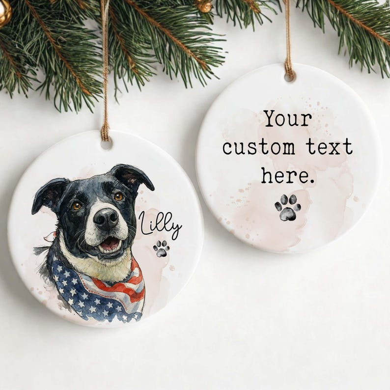 Personalized Watercolor Photo Pet Ornament, Custom Pet Portrait Keepsake, Dog Lover Gift, Cat Mom Gift, Memorial Dog Gift, Loss of Pet