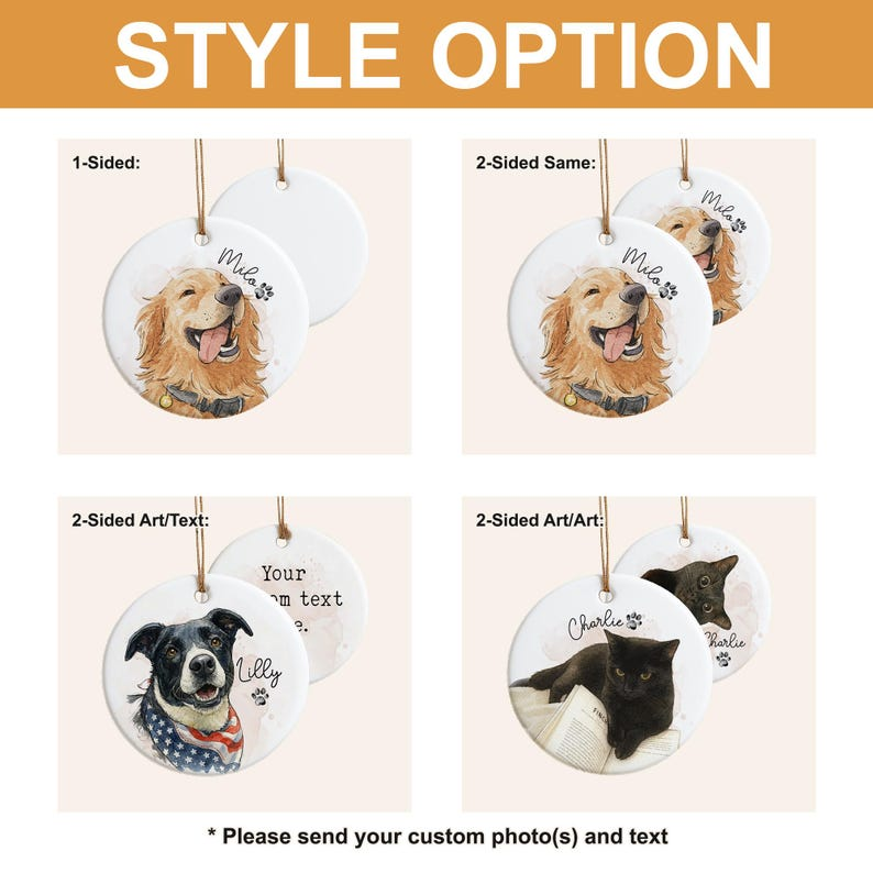 Personalized Watercolor Photo Pet Ornament, Custom Pet Portrait Keepsake, Dog Lover Gift, Cat Mom Gift, Memorial Dog Gift, Loss of Pet