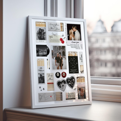 Nostalgia Couple Love Story Matchbook Collage Dopamine Decor - Personalized Poster - Heartfelt Valentine, Anniversary Gift For Him, For Her