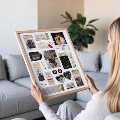 Nostalgia Couple Love Story Matchbook Collage Dopamine Decor - Personalized Poster - Heartfelt Valentine, Anniversary Gift For Him, For Her