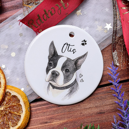 Personalized Watercolor Pet Photo Ornament Custom Memorial Keepsake