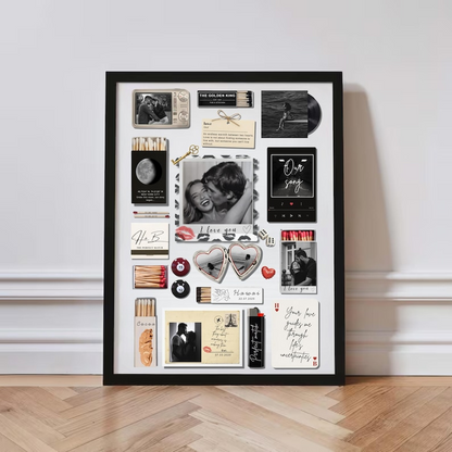 Nostalgia Couple Love Story Matchbook Collage Dopamine Decor - Personalized Poster - Heartfelt Valentine, Anniversary Gift For Him, For Her