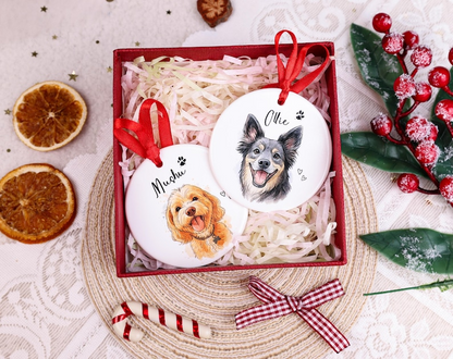 Personalized Watercolor Pet Photo Ornament Custom Memorial Keepsake