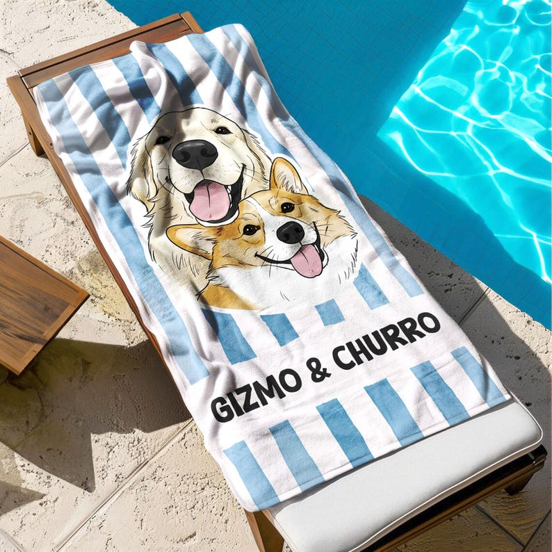 Personalized Pet Portrait Beach Towel