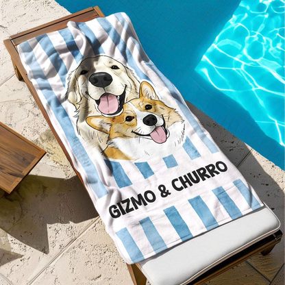 Personalized Pet Portrait Beach Towel