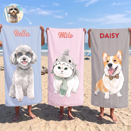 Personalized Pet Portrait Beach Towel