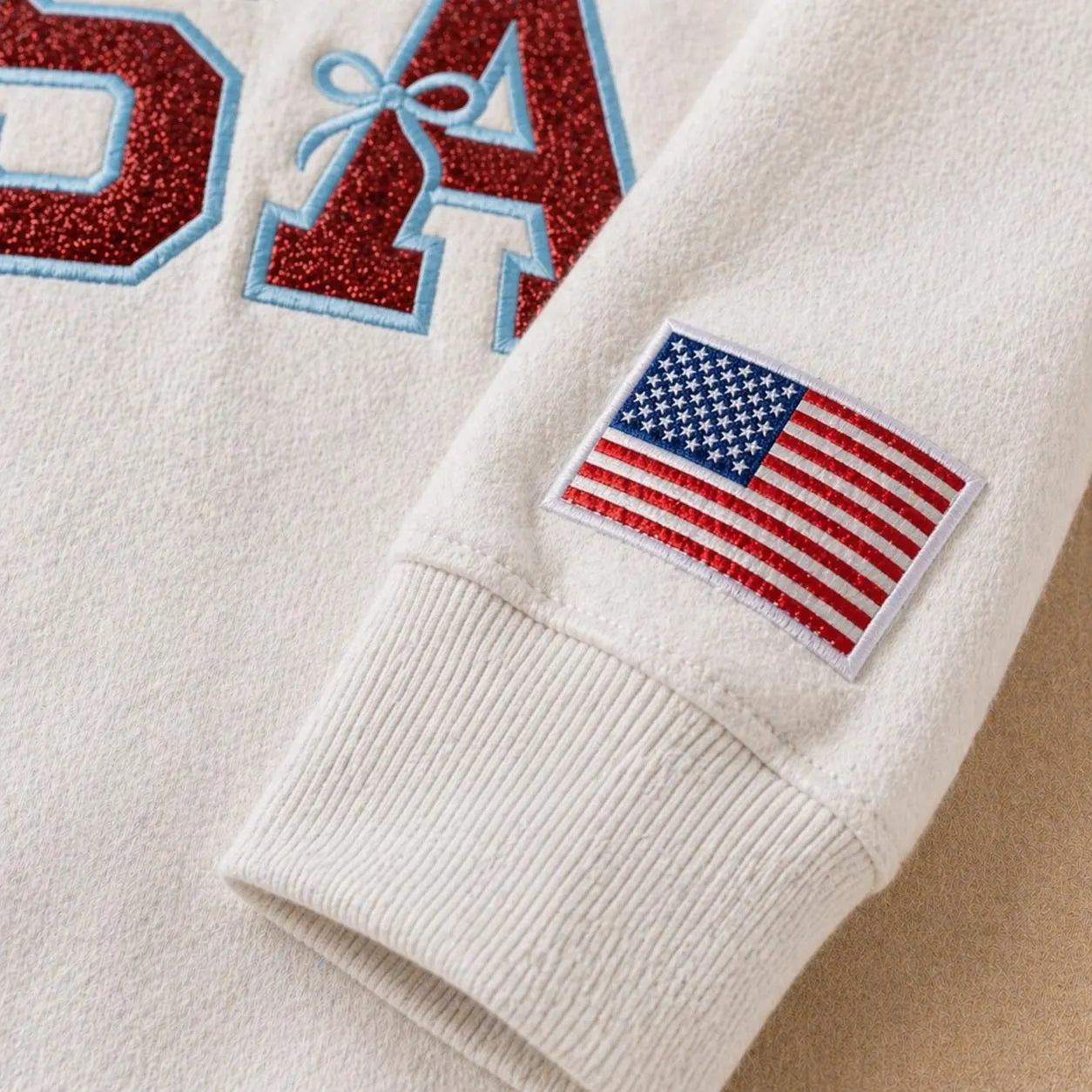 Vintage USA Quarter Zip Pullover Glitter Applique Patriotic T-Shirt Sweatshirt Hoodie Quarter-Zip Sweatshirt (Copy)
