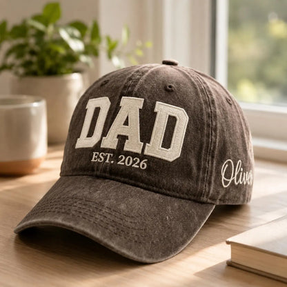 Custom Dad Hat with Kids, Personalized Father Hat, Family Portrait Hat, Daddy Gift, Father’s Day Gift, Custom Embroidered Cap, New Dad Gift