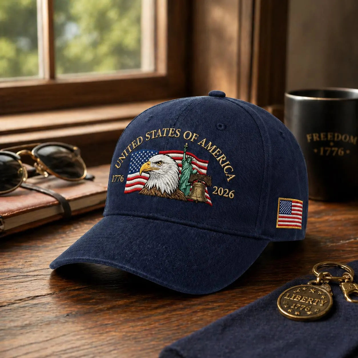 Embroidered USA Anniversary 1776-2026 Eagle Dad Hat Cap Hat