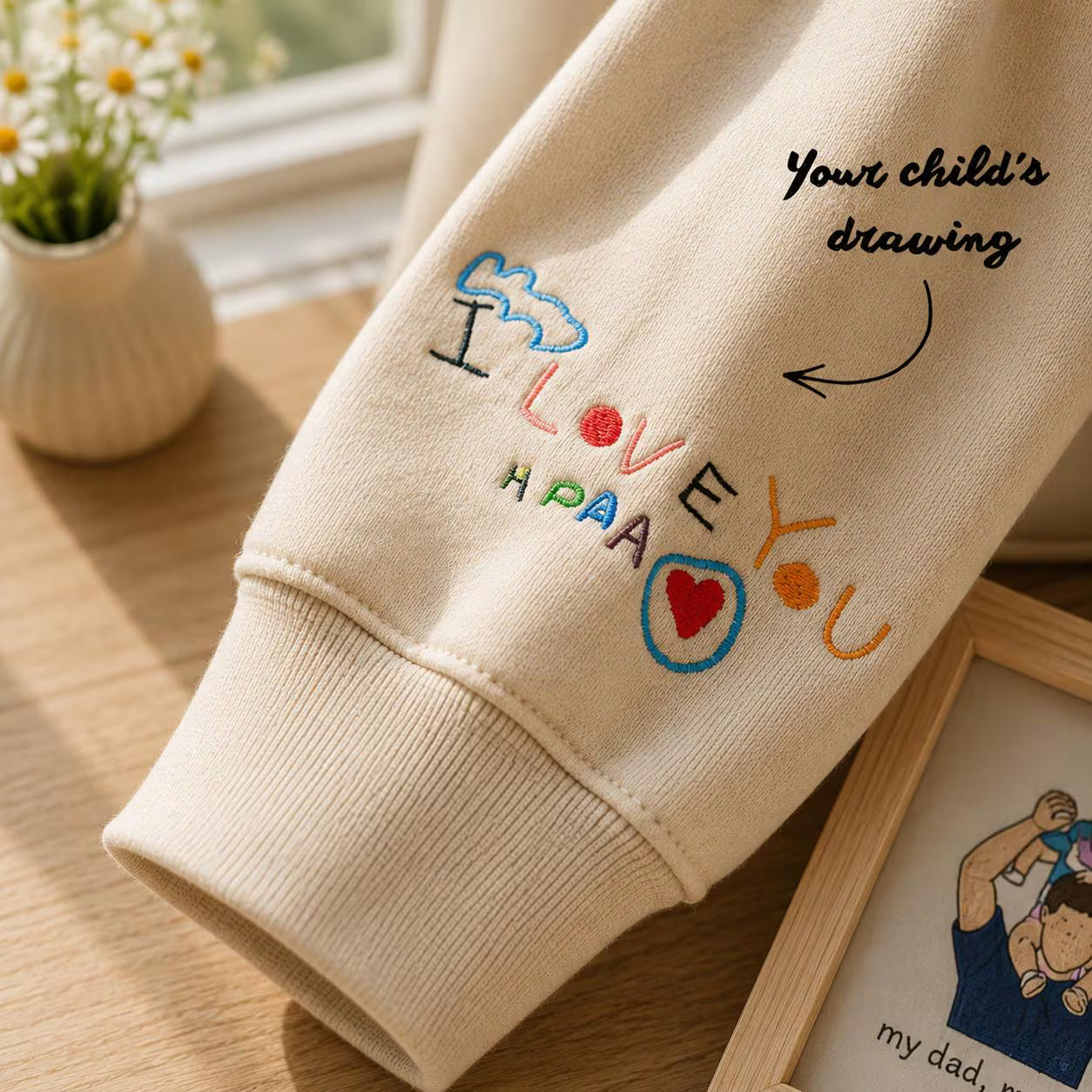 Custom Dad Sweatshirt, Embroidered My Dad My Hero Sweater, Personalized Father's Day Gift, Custom Poppy Pullover, New Dad Gift