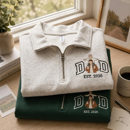 Personalized Embroidered Family Photo Hoodie Sweatshirt T-Shirt Father's Day, Mother's Day, Valentine, Christmas Gift