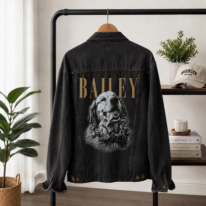 Custom Pet's Photo & Name Denim Jacket
