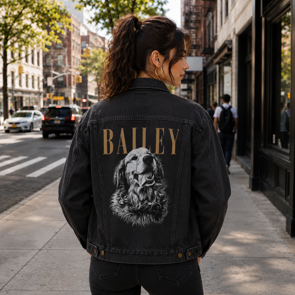 Custom Pet's Photo & Name Denim Jacket