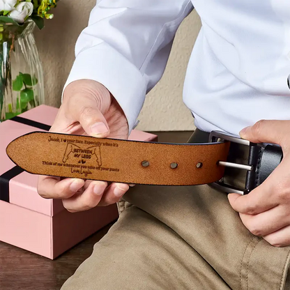 Funny Couple I Love Your Face Especially When It's Between My Legs - Personalized Engraved Leather Belt