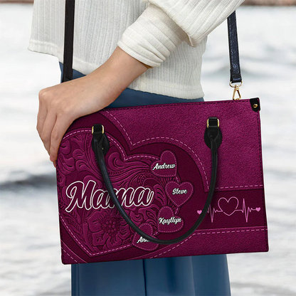 Personalized Grandma's Little Sweethearts  Leather Bag - Birthday, Loving Gift For Grandmother, Mother, Mom