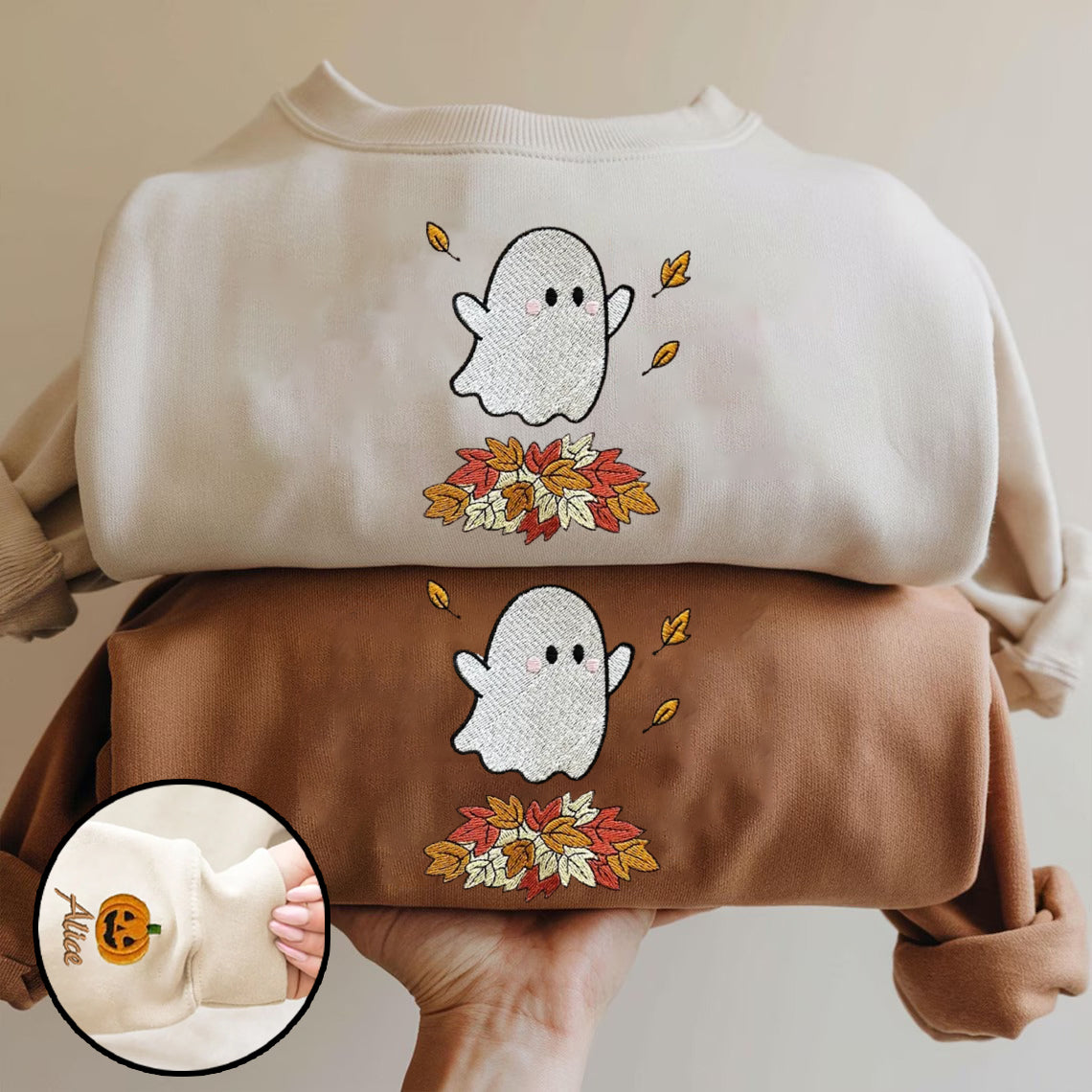 Halloween Personalized Embroidered Ghost Hoodie Sweatshirt T-Shirt