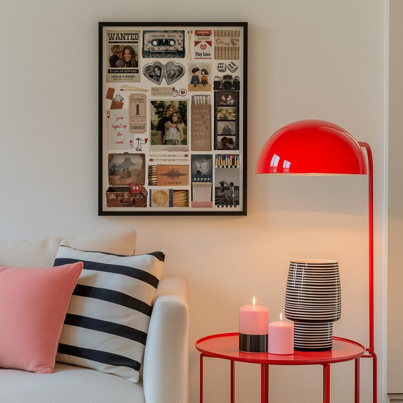 Couple Love Story Matchbook Collage Dopamine Decor - Personalized Blanket - Heartfelt Valentine, Anniversary Gift For Him, For Her