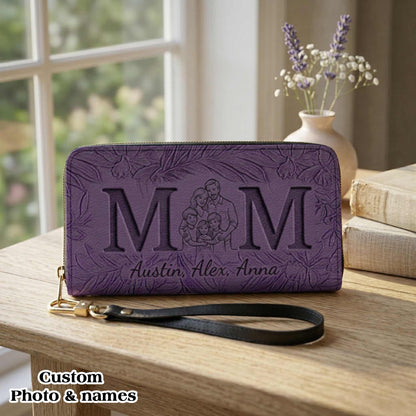 Personalized Leather Wallet for Mom Grandma Nana Mimi with Photo & Date