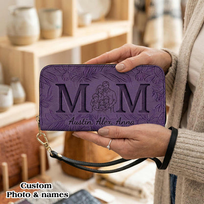 Personalized Leather Wallet for Mom Grandma Nana Mimi with Photo & Date