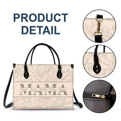 Personalized Mom Floral Design Trendy Leather Bag