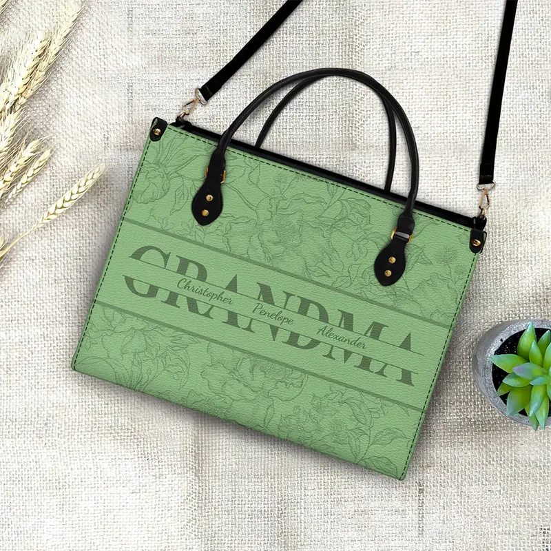 Personalized Mom Floral Design Trendy Leather Bag