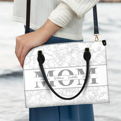 Personalized Mom Floral Design Trendy Leather Bag