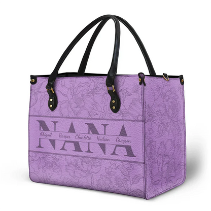 Personalized Mom Floral Design Trendy Leather Bag