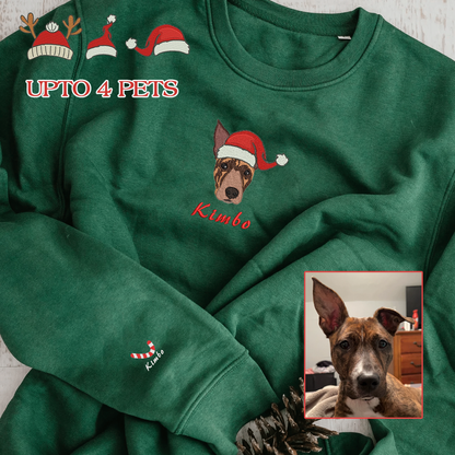 Personalized Embroidered Pet Dog Cat Christmas Hoodie Sweatshirt T-Shirt