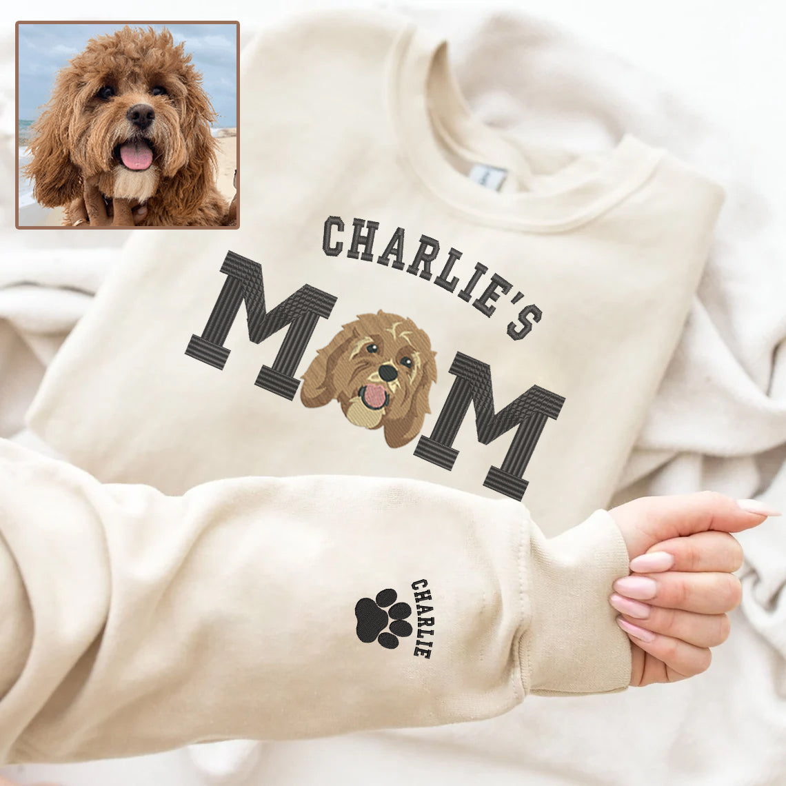 Personalized Embroidered Pet Dog Cat MOM DAD Hoodie Sweatshirt T-Shirt