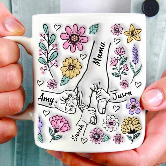 Mother's Day Personalized Holding Mom's Hands Mug You Hold Our Hands Also Our Hearts Mug