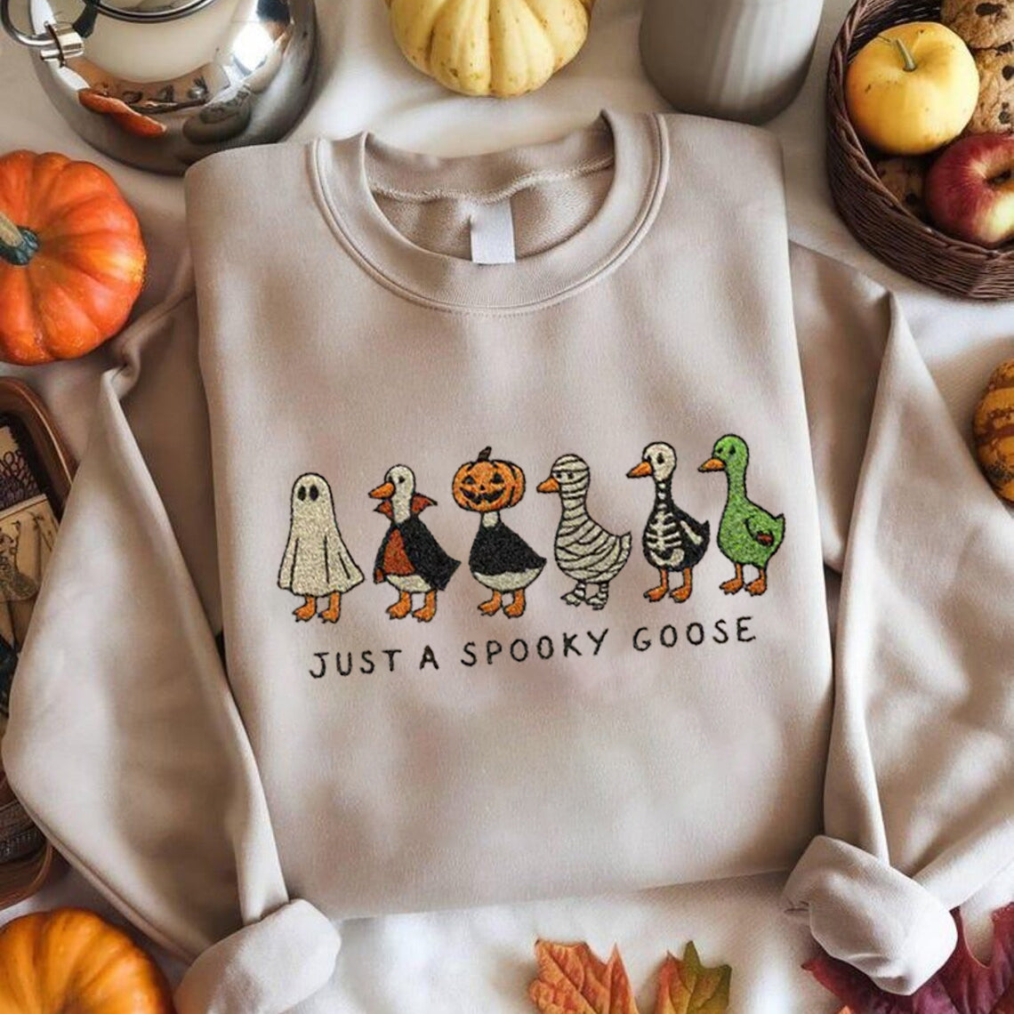 Halloween Personalized Embroidered Spooky Gooses Hoodie Sweatshirt T-Shirt