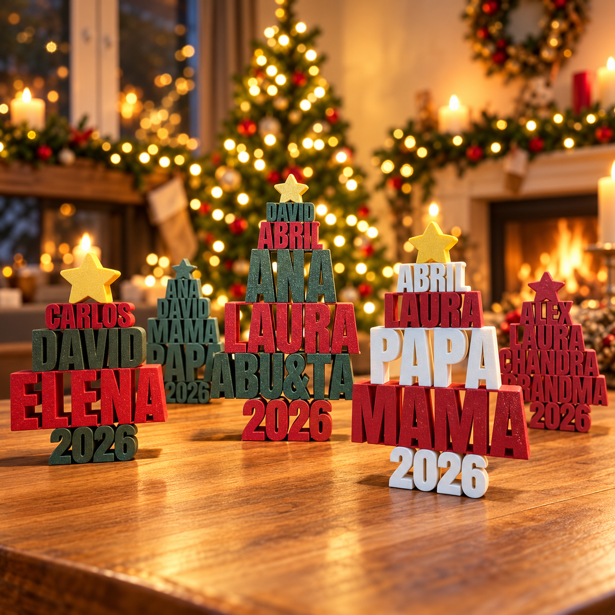 Personalized Family Name Christmas Tree – 3D-Printed Holiday Decor