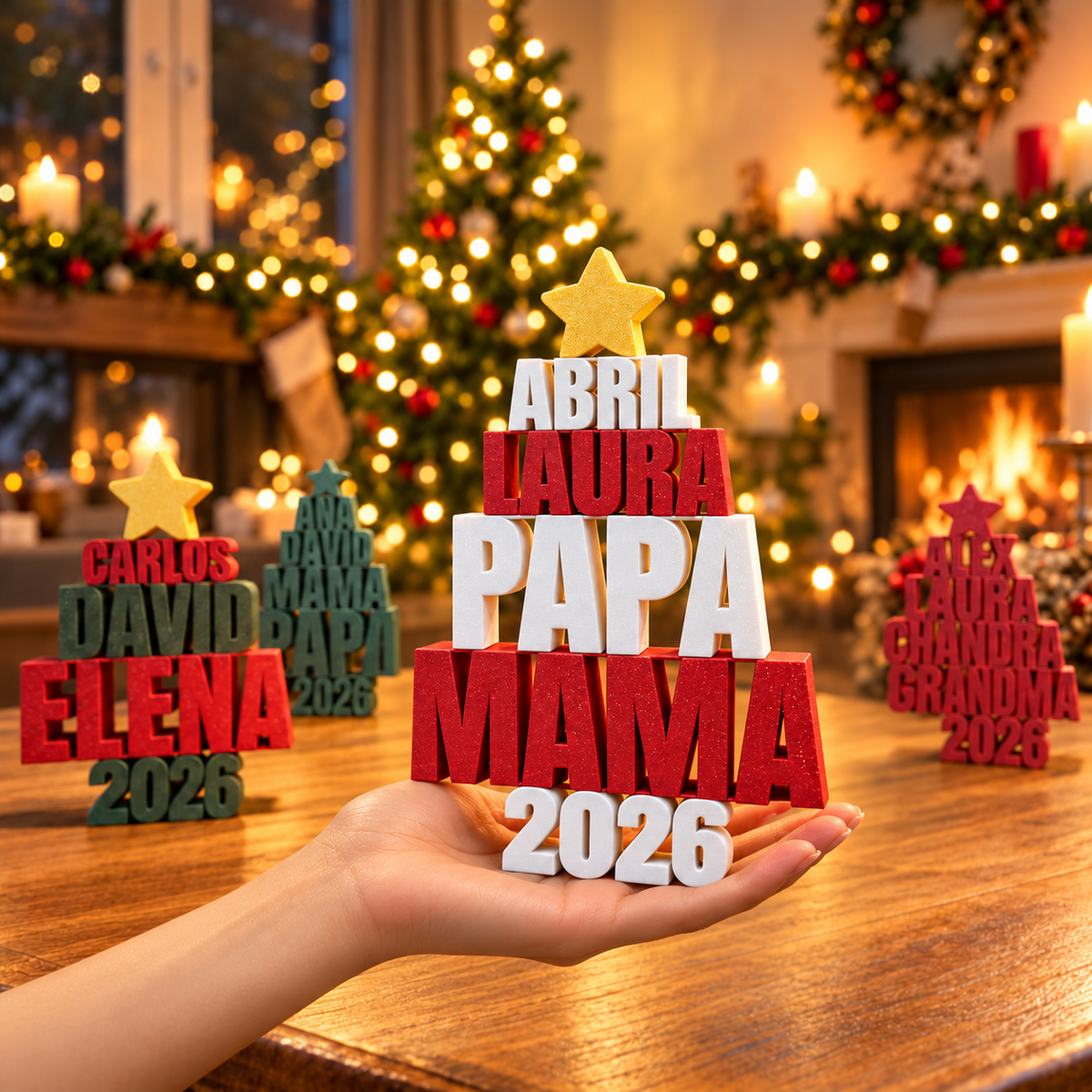 Personalized Family Name Christmas Tree – 3D-Printed Holiday Decor