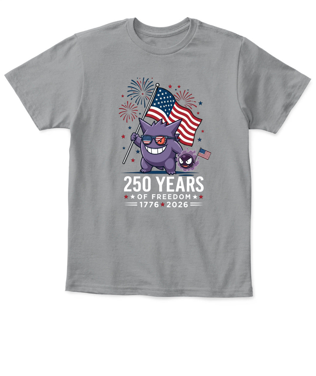 Gengar Gastly 250 Years of Freedom 1776–2026 Patriotic Printed Graphic Hoodie Sweatshirt T-Shirt