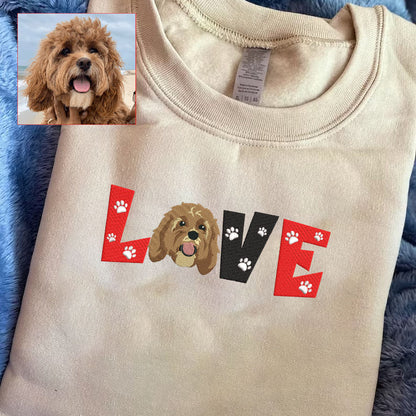 Personalized Pet Dog Cat LOVE Embroidered T-Shirt Hoodie Sweatshirt