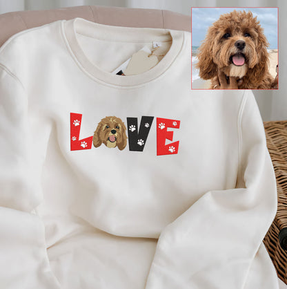 Personalized Pet Dog Cat LOVE Embroidered T-Shirt Hoodie Sweatshirt