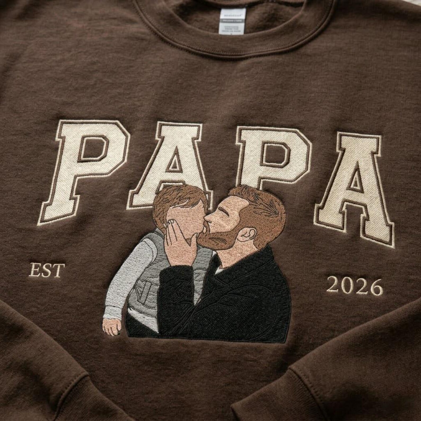 Embroidered Custom Portrait Dad Sweatshirt, Personalized Kids Drawing Shirt, Gift for Dad, Father’s Day Crewneck
