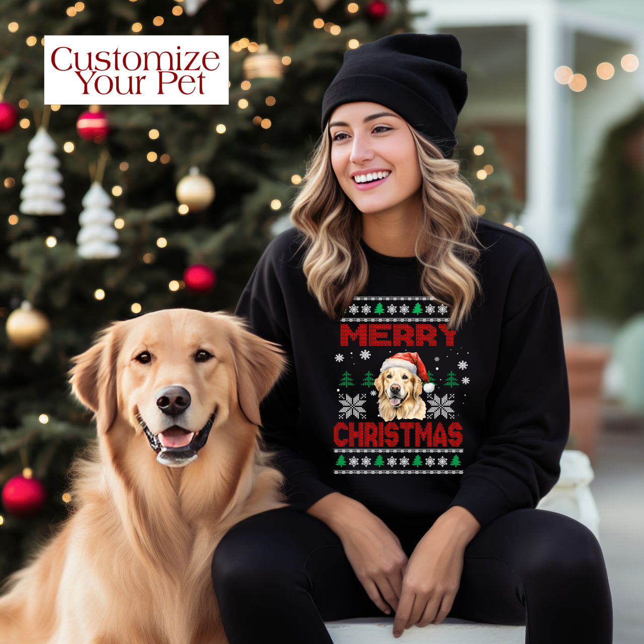 Personalized Pet Dog Merry Christmas Printed Graphic Apparel